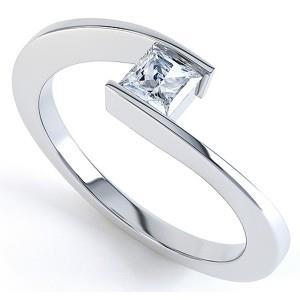 natural princess diamond 1.10ct ring front view