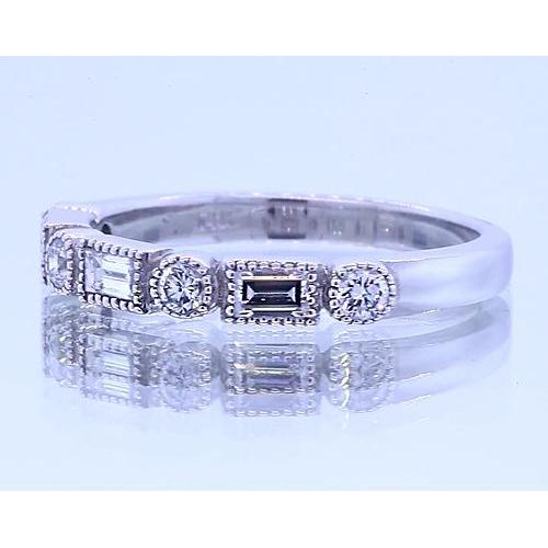 1.20 Carats Round & Baguettes Diamond Anniversary Band White Gold 14K