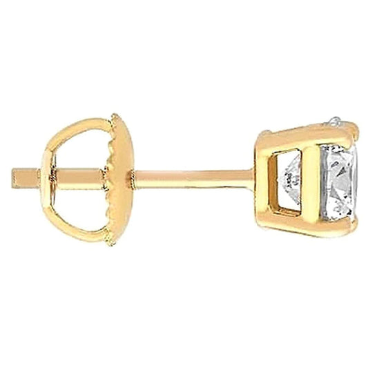 1.25 Carat Men's Single Real Diamond Stud Earring Yellow Gold