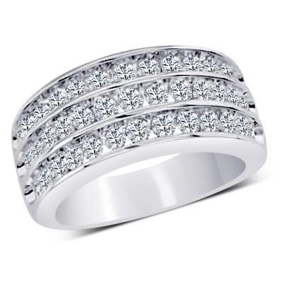 1.25 Ct Round Brilliant Natural Diamond Wedding Band 14K White Gold