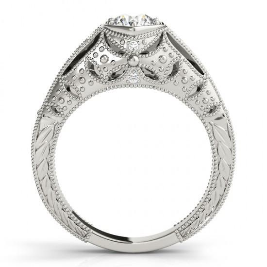 1.25 Ct. Natural Diamonds Solitaire With Accents Engraved Ring