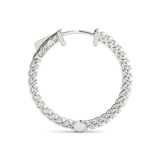 1.25 Ct. Real Diamonds Hoop Earring Bezel Set Diamond Earring Gold