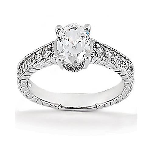 1.26 Carat Real Diamond Ring Vintage Style Women Jewelry