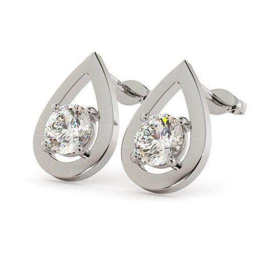 1.3 Ct Natural Round Diamond Earring 14K White Gold
