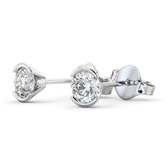 1.3 Ct Round Brilliant Cut Real Diamond Stud Earring 14K White Gold