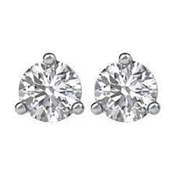 1.3 Ct Three Prong Set Genuine Round Diamond Stud Earring 14K White Gold