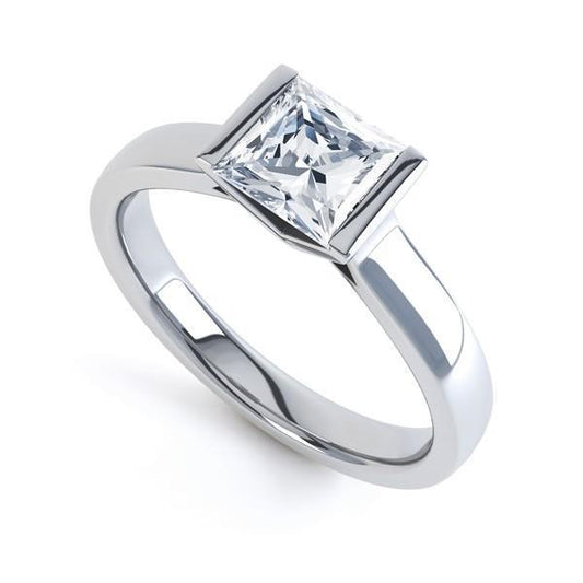 natural princess diamond 1.30ct ring front view