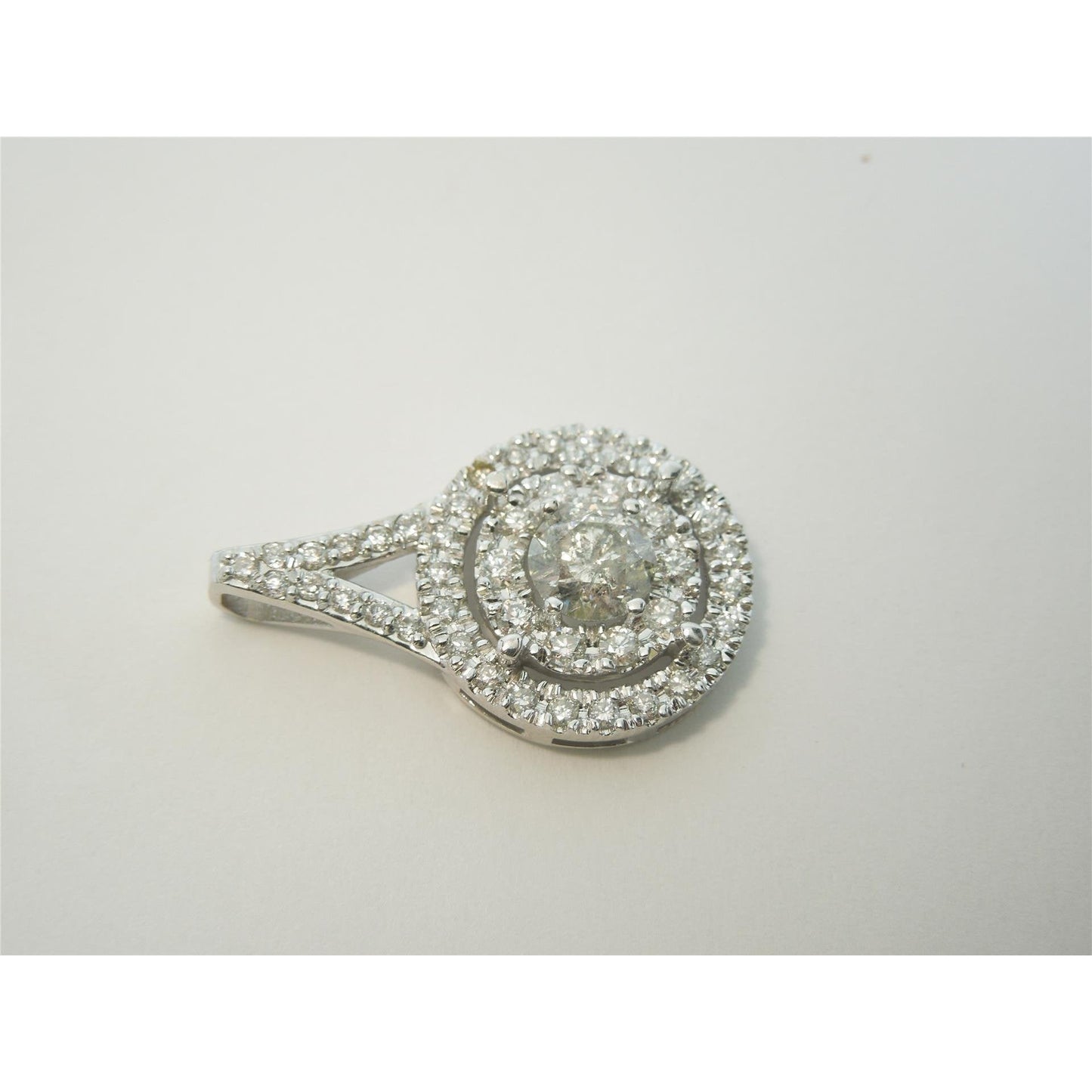 1.33 Ct Sparkling Round Cut Genuine Natural Earth Mined Diamonds Large Pendant Necklace White Gold
