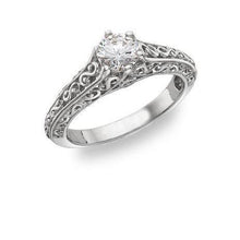 1.35 Carats Real Diamond Antique Look Engagement Ring New White Gold 14K