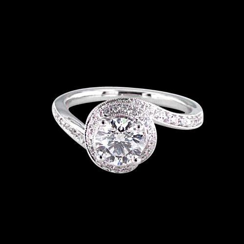 natural round diamond 1.38ct ring front view