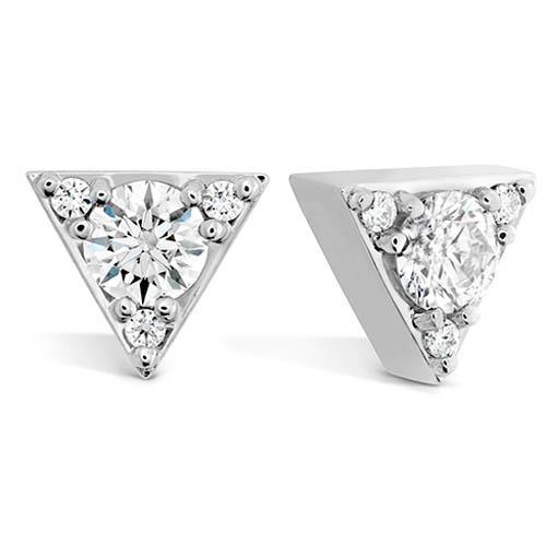 1.40 Carats Real Diamond Stud Earring 14K White Gold Triangular Style