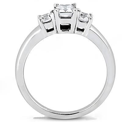 Natural Diamond Three Stone Ring Emerald Cut Gold Jewelry New