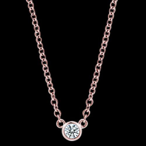 1.5 Carat Real Diamond 16 Or 18" Pendant Necklace Rose Gold