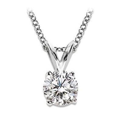 1.5 Carats Round Real Diamond Solitaire Pendant White Gold Women Jewelry