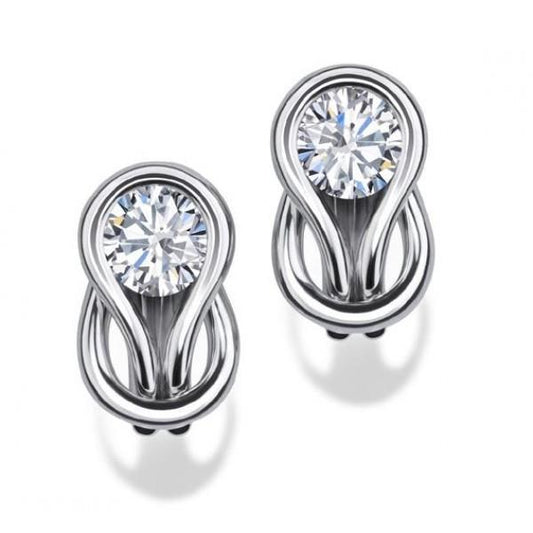 1.5 Ct Round Bezel Set Natural Earth Mined Diamond Stud Earring White Gold Jewellery