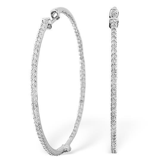 1.5 Ct Round Brilliant Diamond Hoop Real Earring 14K White Gold