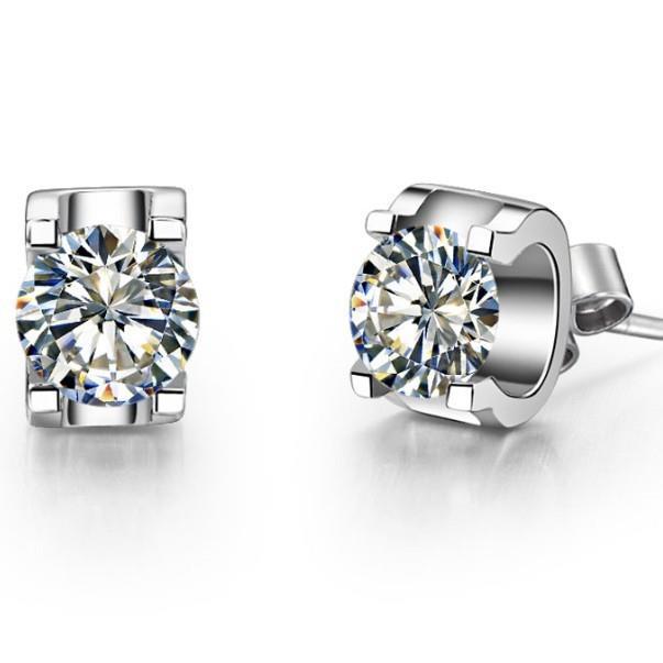 1.5 Ct Round Solitaire Genuine Diamond Stud Earring 14K White Gold