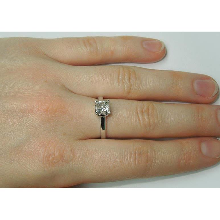 Princess Real Diamond Solitaire Engagement Ring White Gold