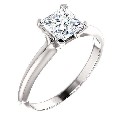 natural princess diamond 1.50ct ring front view