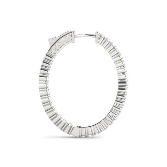 1.50 Carat Round Brilliant Real Diamonds Hoop Earrings White Gold 14K New