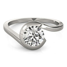 Solitaire Round Genuine Diamond Engagement Ring White Gold 14K