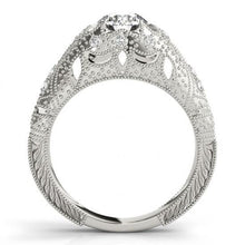 1.50 Carats Real Diamond Engagement Ring Engraved Solid White