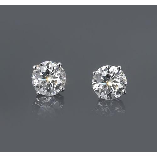 1.50 Carats Real Natural Earth Mined Diamond Four Prong Woman Stud Earring White Gold 14K F Vs1