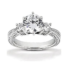 1.50 Carats Real Diamond Three Stone Gold Engagement Ring