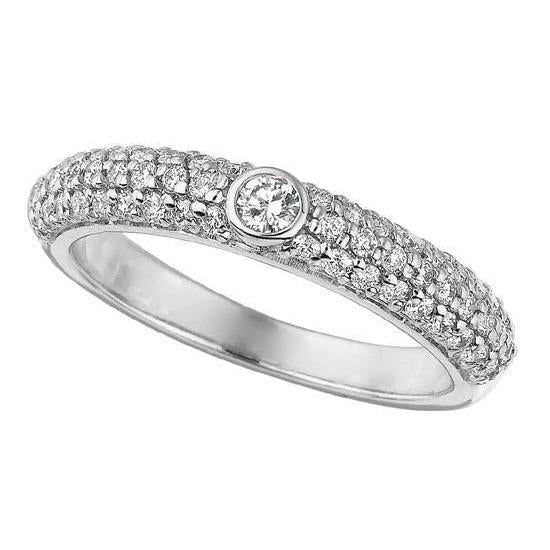 1.50 Carats Round Brilliant Real Diamonds Band White Gold 14K Jewelry