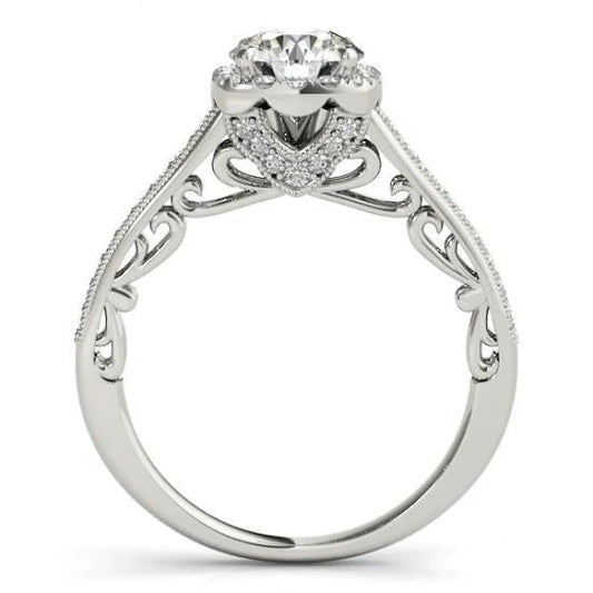 natural round diamond 1.50ct ring side angle