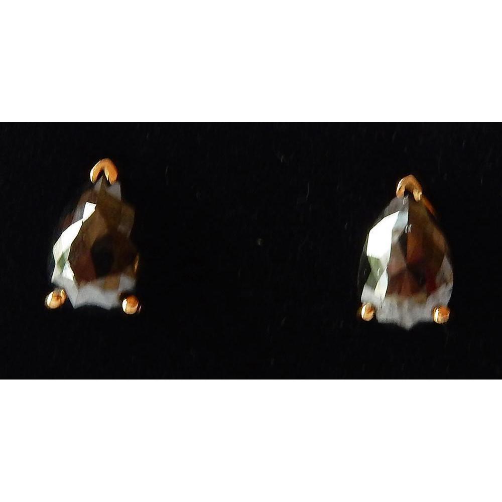 1.50 Carats Stud Earrings Pear Natural Black Diamonds Nice Yellow Gold 14K