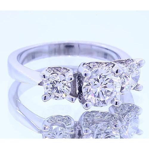 1.50 Carats Three Stone Engagement Ring 4 Prong Set Natural