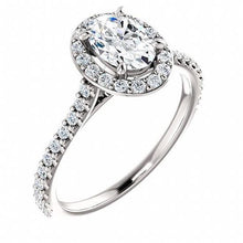 1.50 Ct Oval & Round Diamond Halo Genuine Wedding Ring 14K