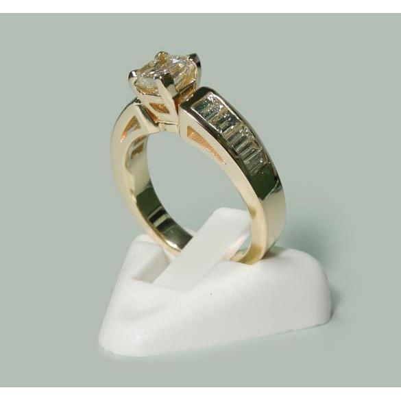 1.50 Ct Princess & Baguette Natural Diamond Engagement Ring Yellow