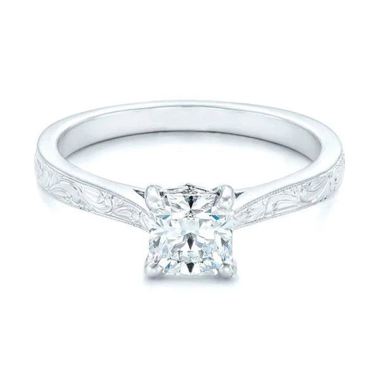 natural princess diamond 1.50ct ring front view