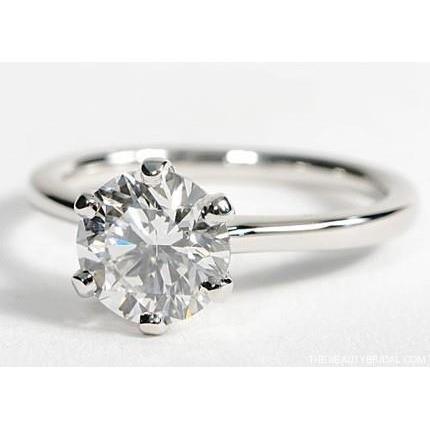 1.50 Ct Prong Set Round Cut Solitaire Real Diamond Wedding Ring White Gold