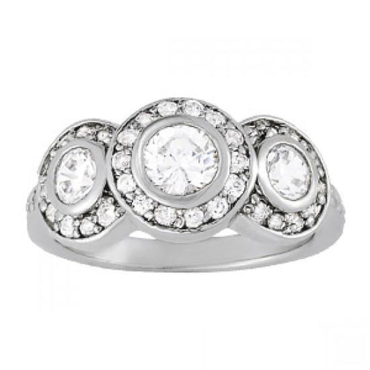 1.50 Ct. Real Diamond Engagement Fancy Ring Three Stone Style Gold 14K