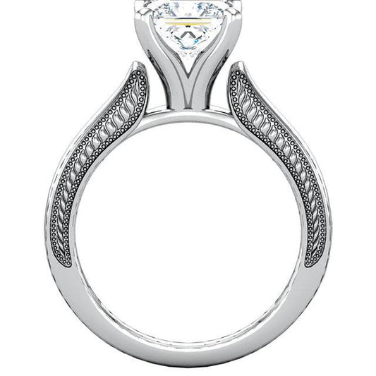 natural princess diamond 1.51ct ring side angle
