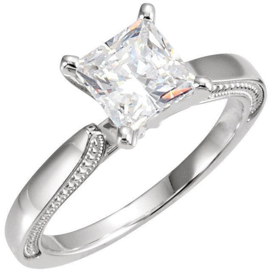 natural princess diamond 1.51ct ring front view