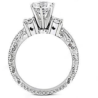 Antique Style Gold Genuine Diamond Three Stone Wedding Ring