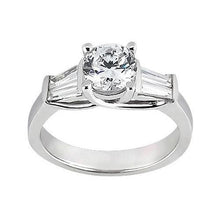1.53 Carat Round & Baguette Genuine Diamonds Engagement Ring Three Stone Style