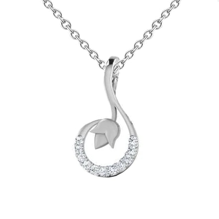 1.54 Ct Sparkling Round Cut Real Diamond Pendant Necklace 14K White Gold