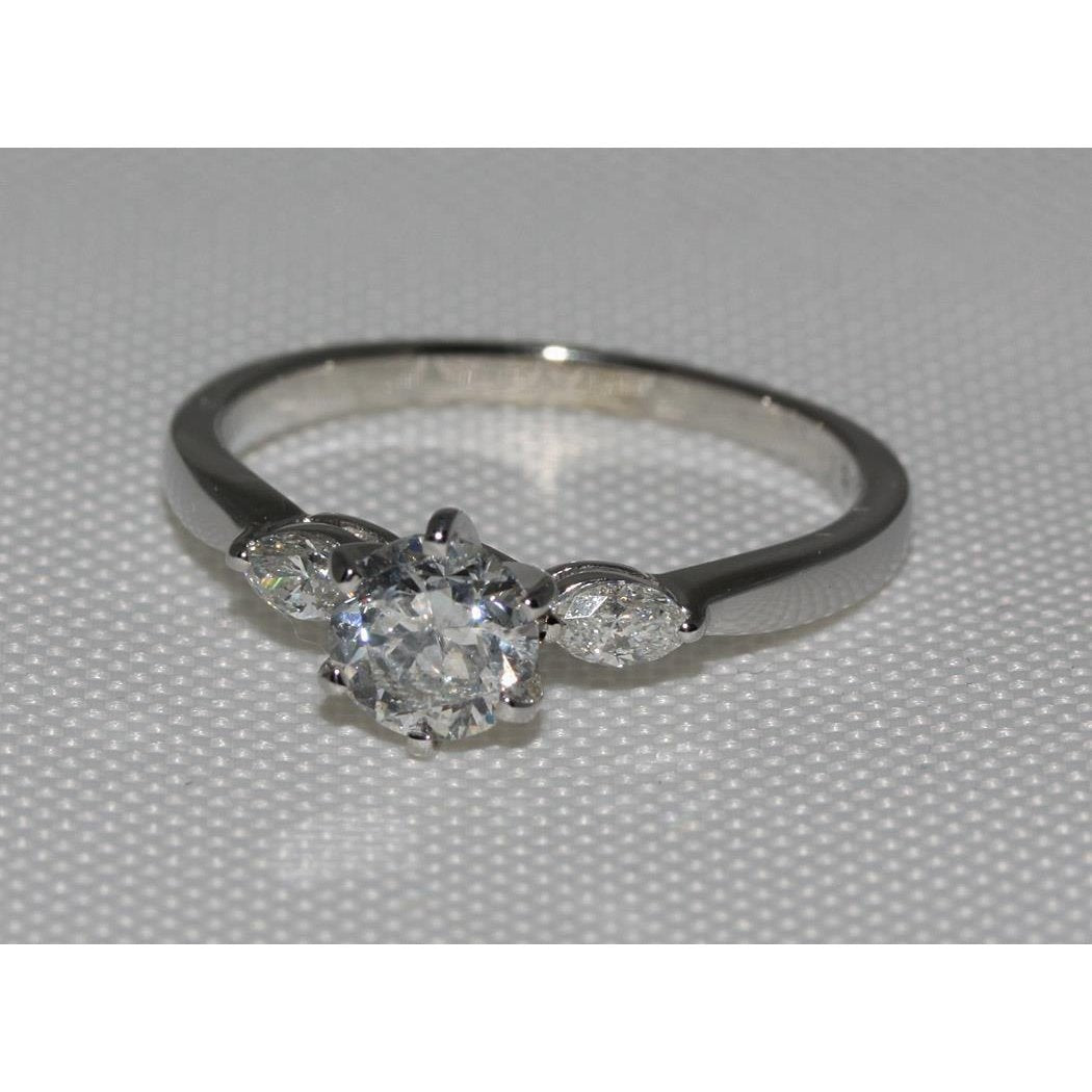 1.55 Carat Natural Diamonds 3 Stone Engagement Ring Gold White