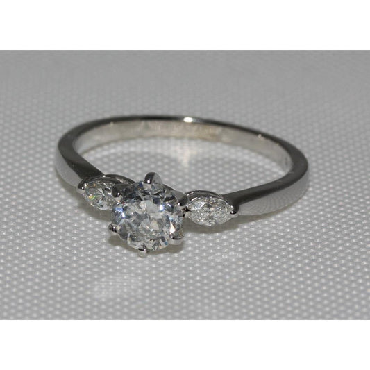 1.55 Carat Natural Diamonds 3 Stone Engagement Ring Gold White