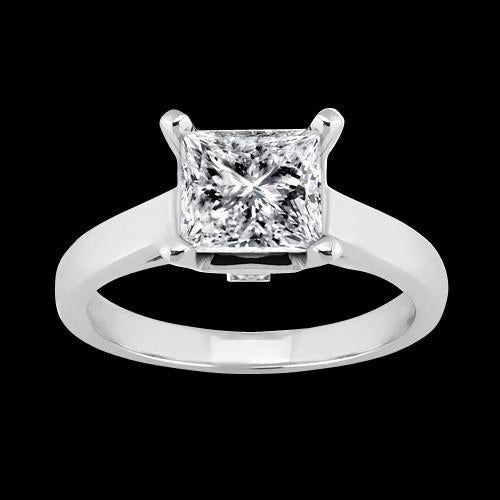Princess Solitaire Natural Diamond Engagement Ring