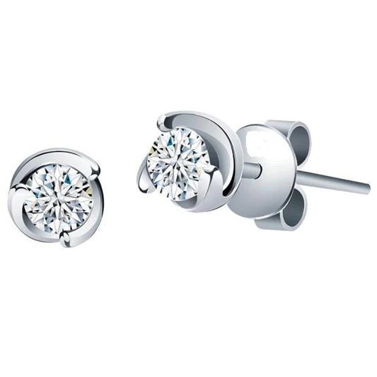 1.60 Carats Solitaire Round Natural Diamond Studs Earrings White Gold 14K