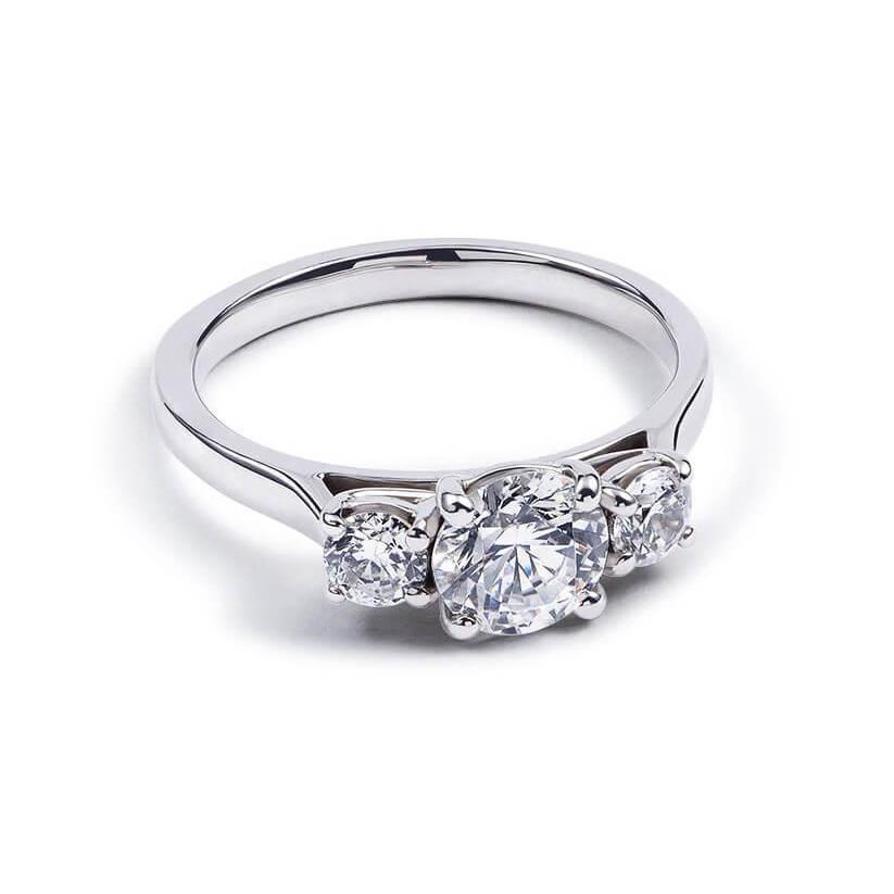 1.60 Ct Natural Round Diamond 3 Stone Engagement Ring Solid White Gold 14K