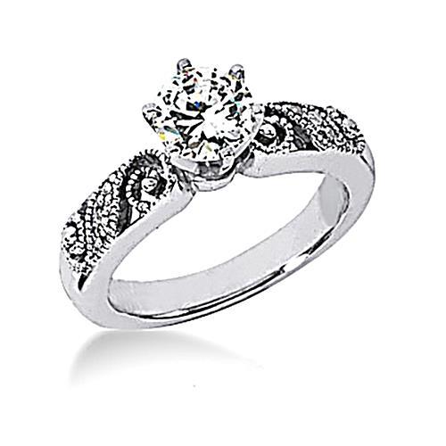 1.74 Carats Natural Diamond Engagement Ring Set Vintage Style