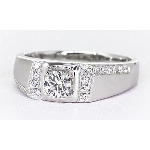 Round Natural Diamond Anniversary Ring White Gold 14K