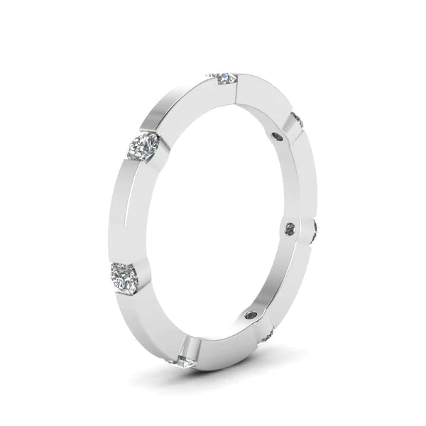 1.75 Ct Bezel Set Genuine Round Diamond Band Ladies 14K White Gold